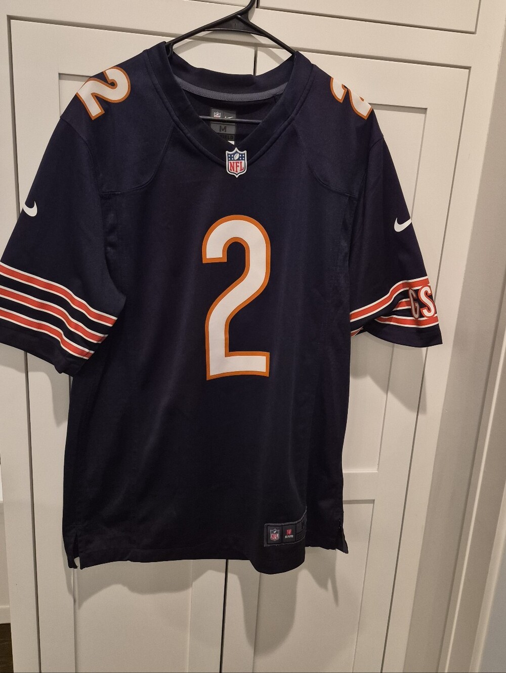 Mens Chicago Bears Navy Football Jersey with Orange Trim - NFL Nike #2 DJ Moore
